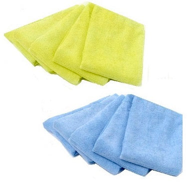 yellow and blue microfiber towels